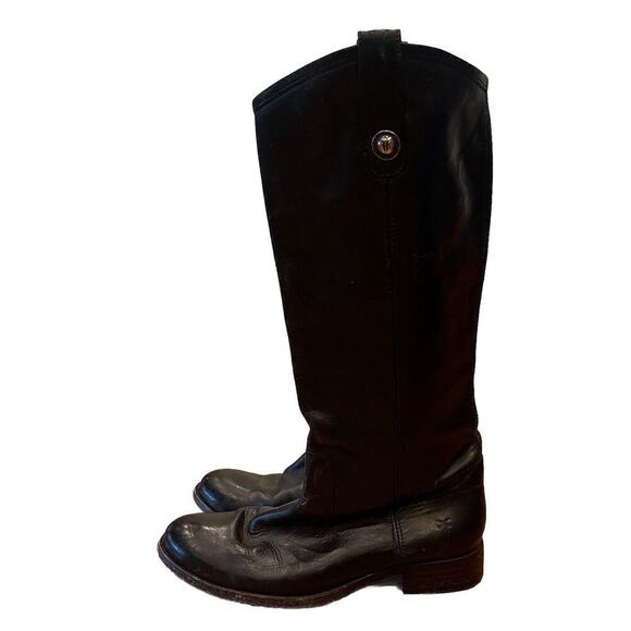 Frye Melissa Button 2 100% Leather Boots Size 7.5 Women’s Black Slip On - Picture 5 of 8